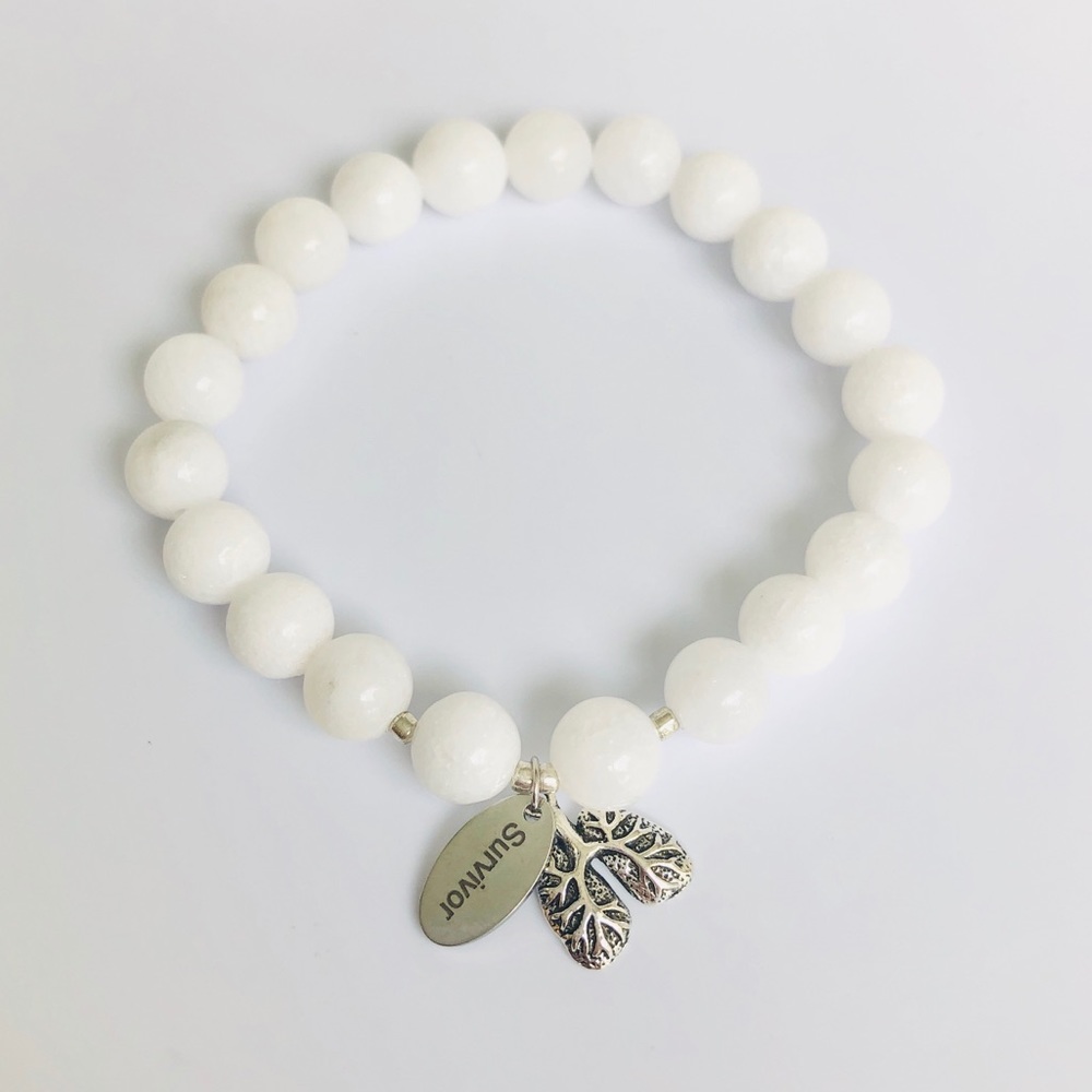 GEMSTONE | White Jade Lungs Lung Survivor Bracelet